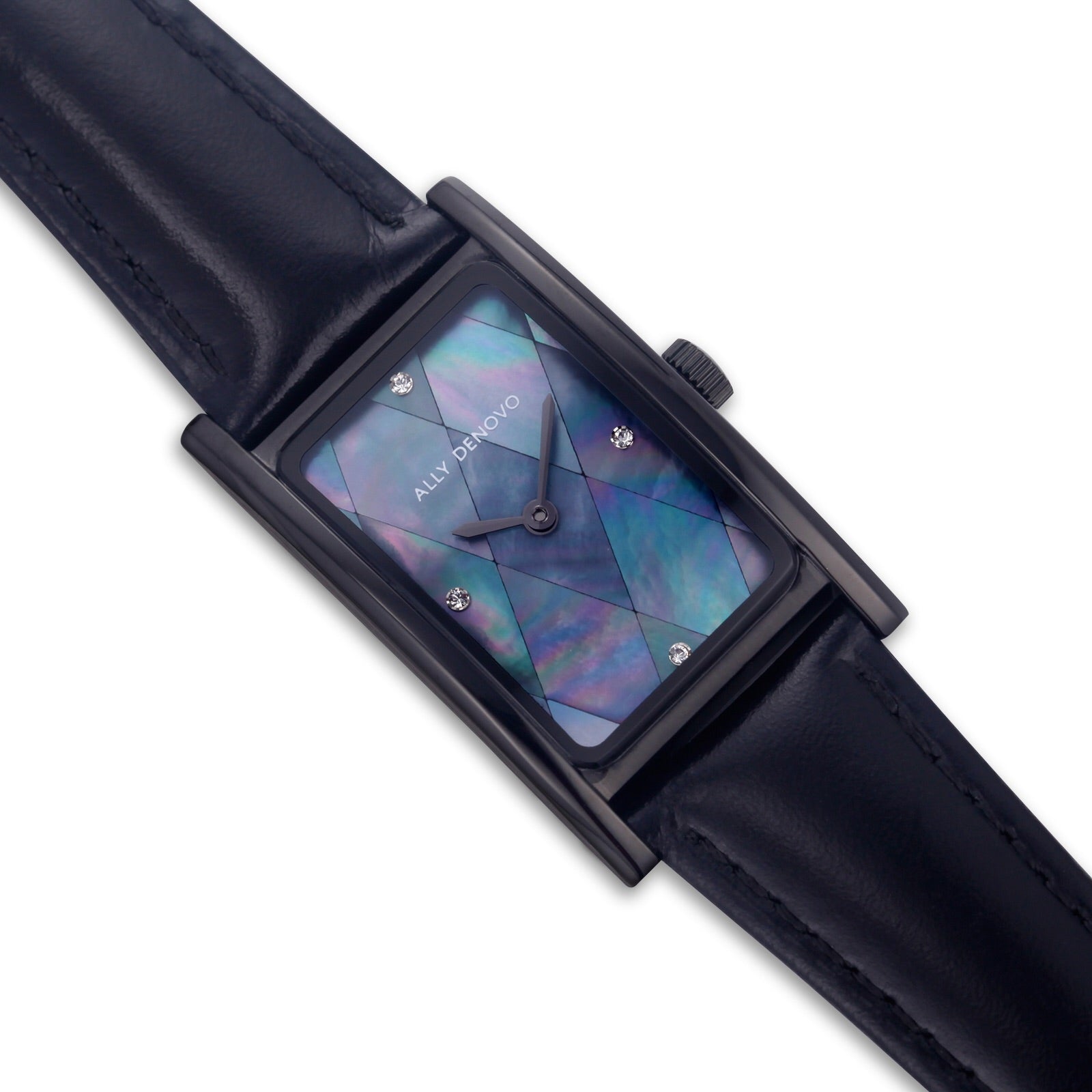 【限量頂級方形琉璃錶鍊禮盒】黑框藍菱黑色手錶 限時贈送 銀製手鍊