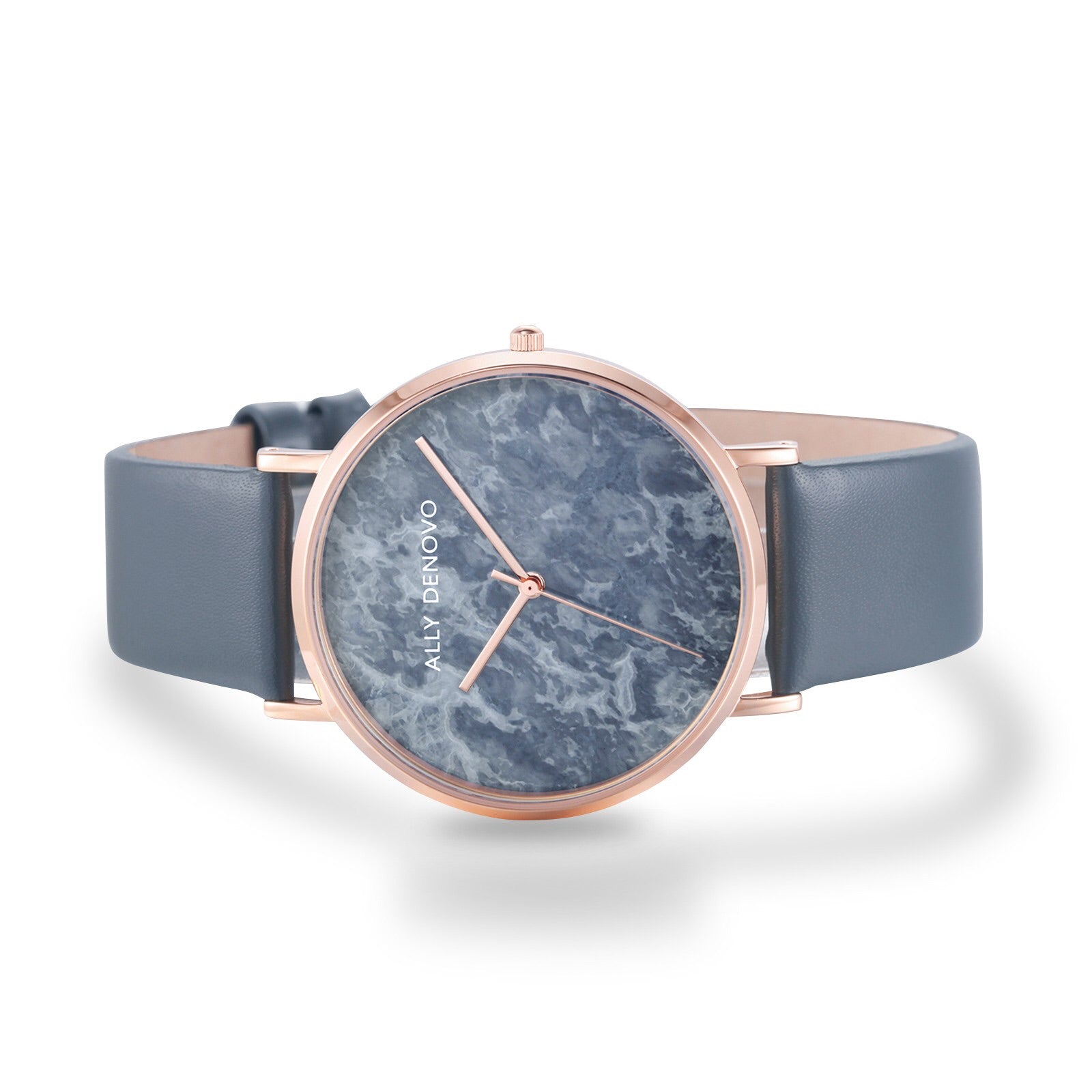 【男款40mm】灰藍浪花大理石皮革腕錶 AM5010.7