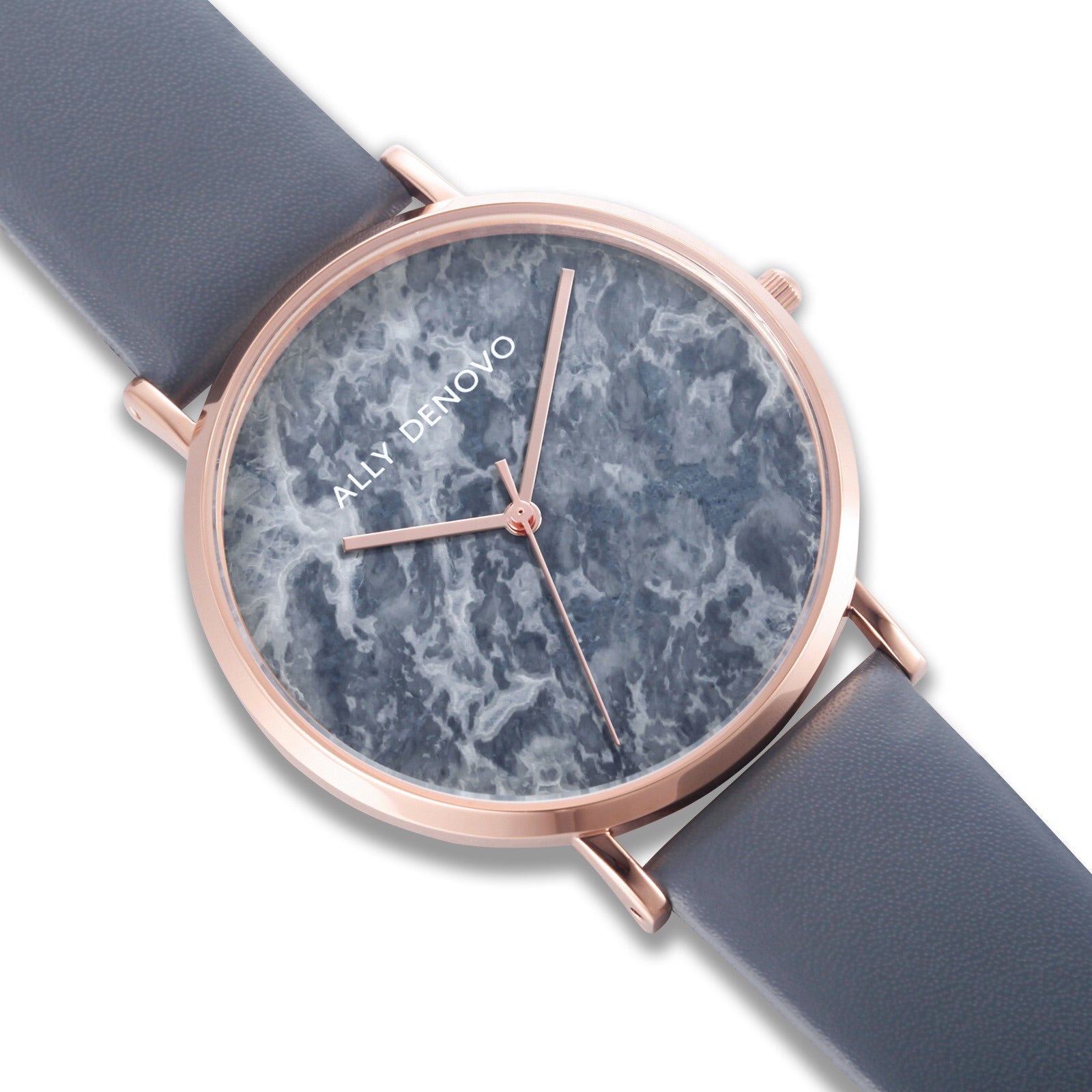 【男款40mm】灰藍浪花大理石皮革腕錶 AM5010.7