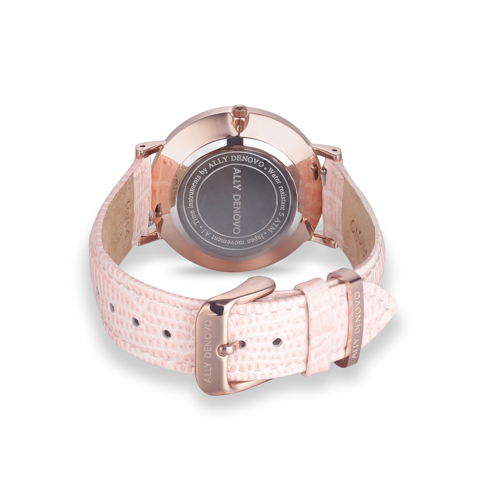 【新上市】Gaia pearl壓蛇紋皮革腕錶-粉紅菱形琉璃玫瑰金框粉紅真皮錶帶