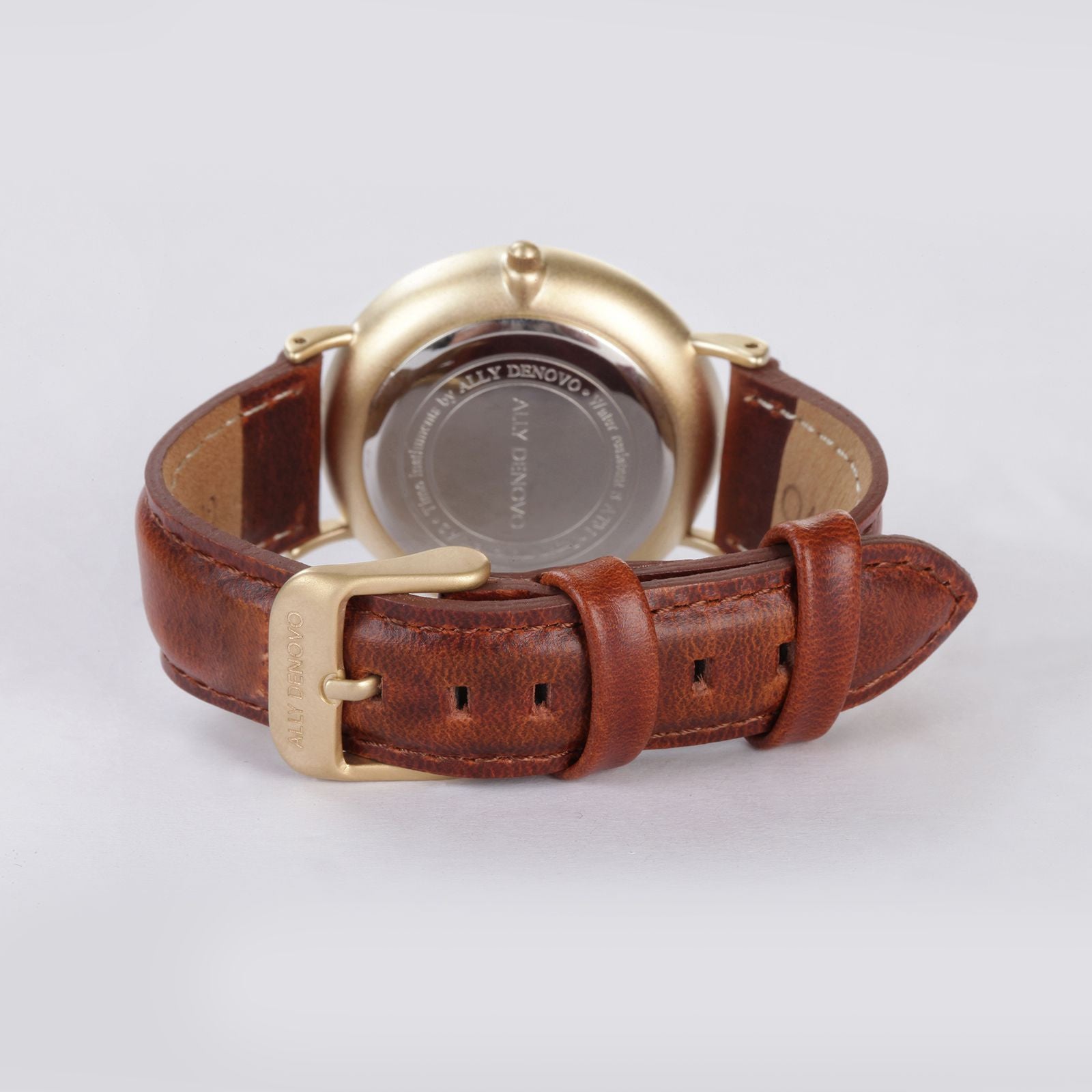 【男/女款40mm】全時經典腕錶－金框紅棕色真皮錶帶 AM5001.4