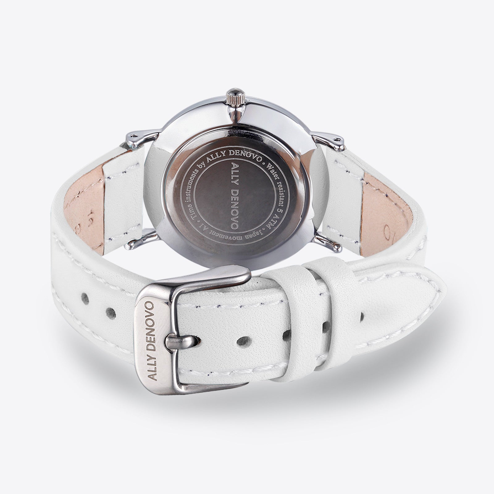 Gaia pearl皮革腕錶-白色菱形琉璃白框白色真皮錶帶 AF5003.6