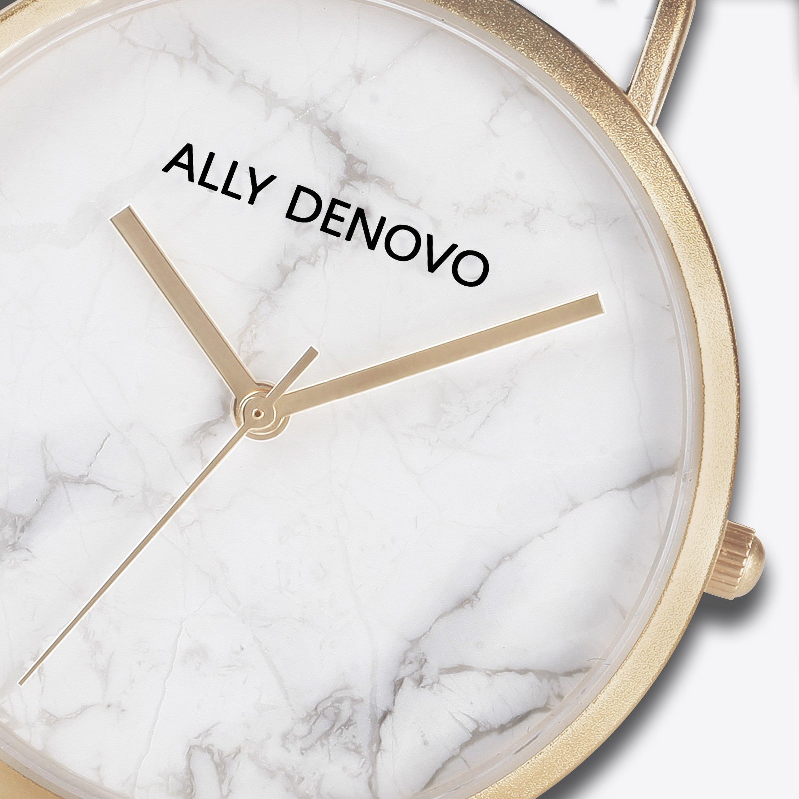【女款36mm】Carrara Marble皮革腕錶-白大理石金框黑色真皮錶帶 AF5005.6