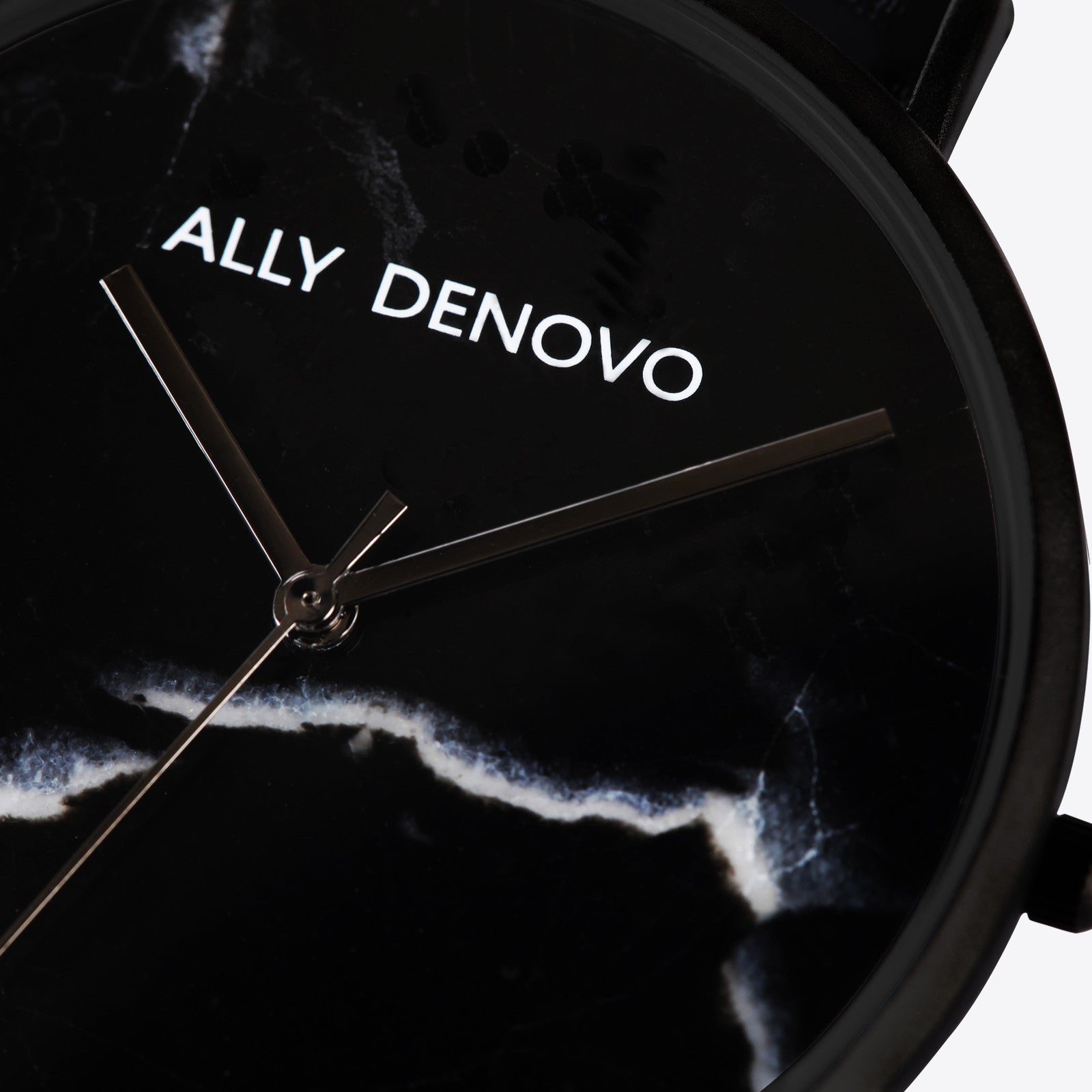 【男款】Carrara Marble皮革腕錶-黑大理黑框黑真皮錶帶 AM5010.3