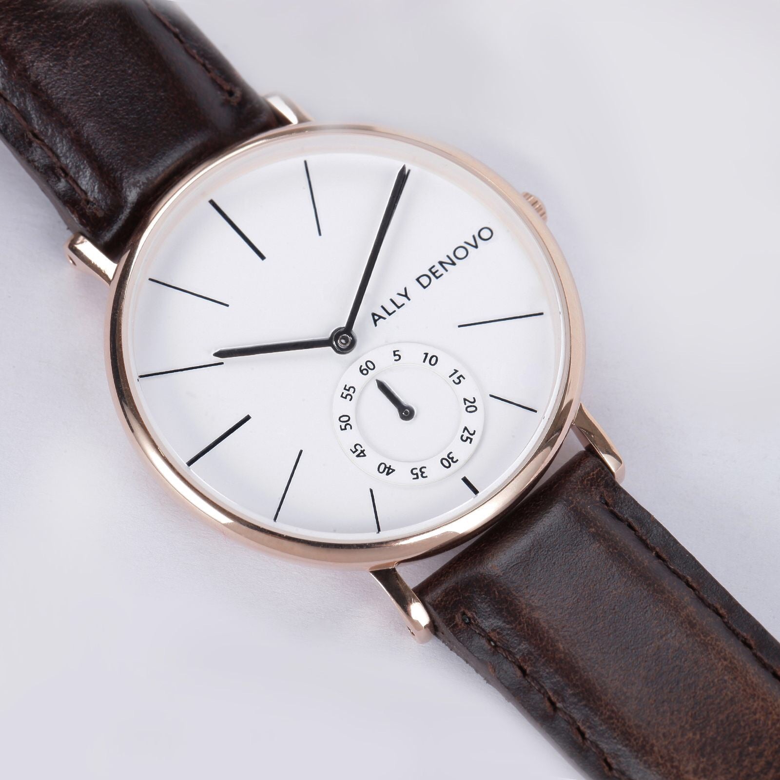 【女款36mm】全時經典腕錶－玫瑰金框咖啡色真皮錶帶AF5001.6