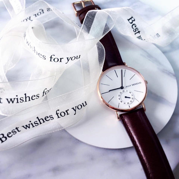 【女款36mm】全時經典腕錶－玫瑰金框咖啡色真皮錶帶AF5001.6