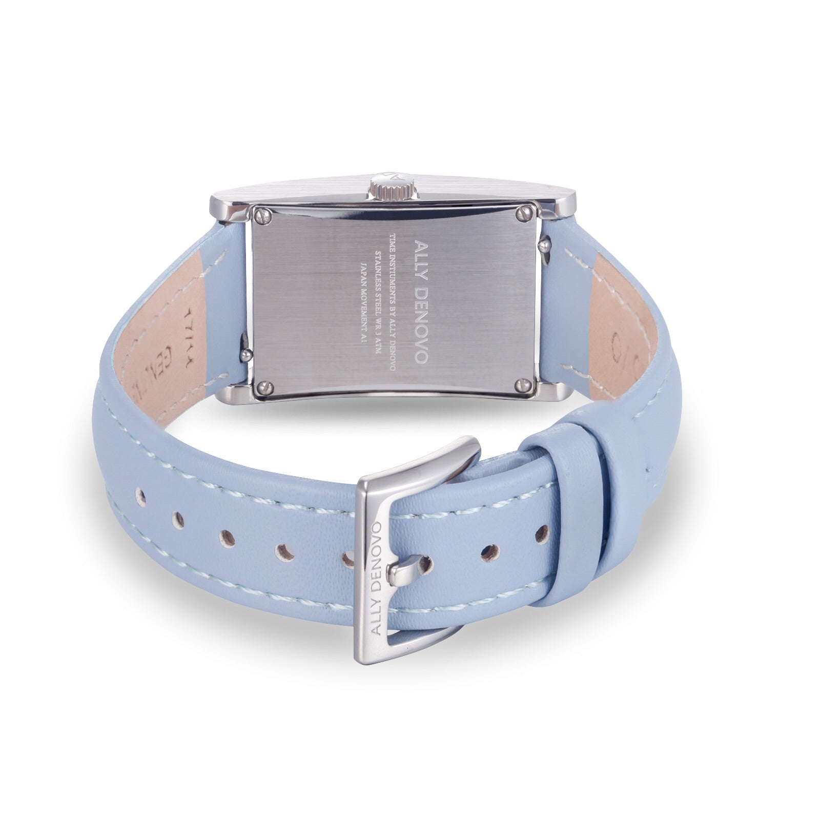 【限量頂級方形琉璃錶鍊禮盒】-甜美粉藍銀框手錶 限時贈送 銀製手鍊