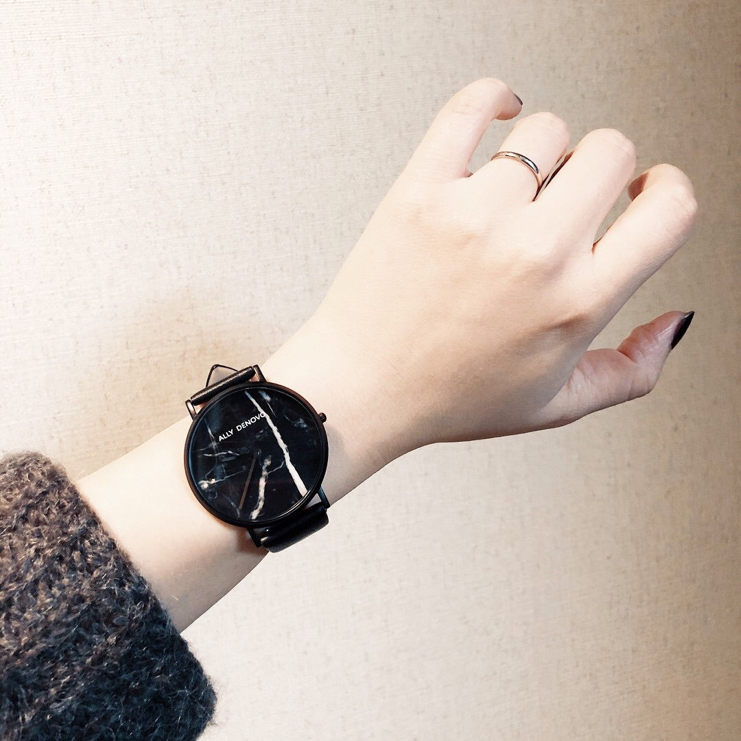 《單獨購買》黑色真皮無縫線錶帶20mm銀扣/簡易換錶帶開關式智慧扣環/適用40mm錶盤