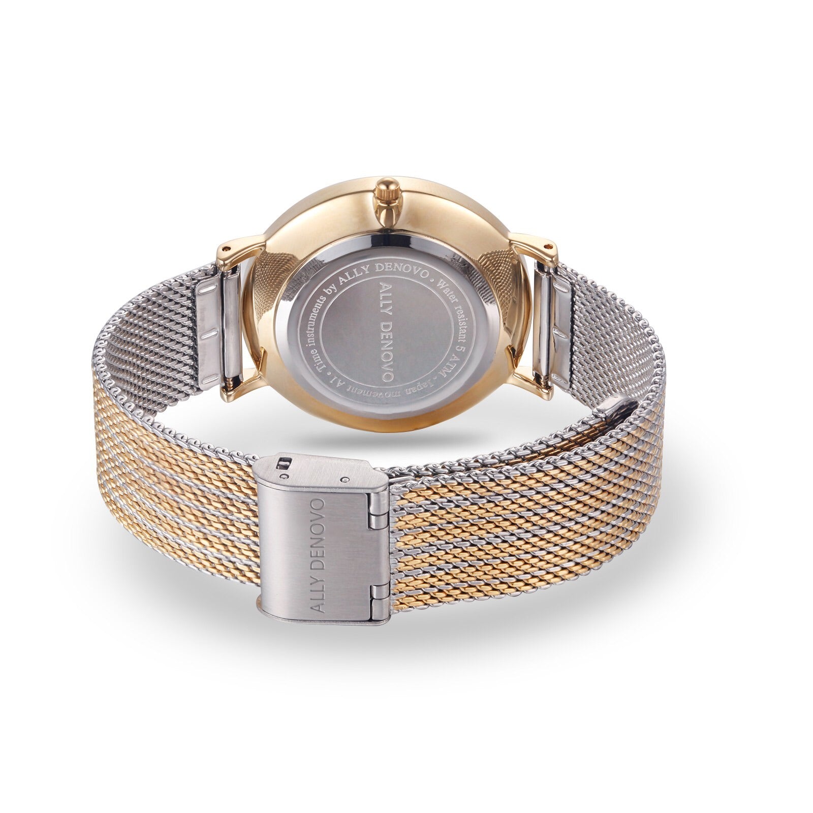 【新上市！女款36mm】Carrara Marble金屬鍊帶腕錶-白大理石金框雙金色不鏽鋼錶帶