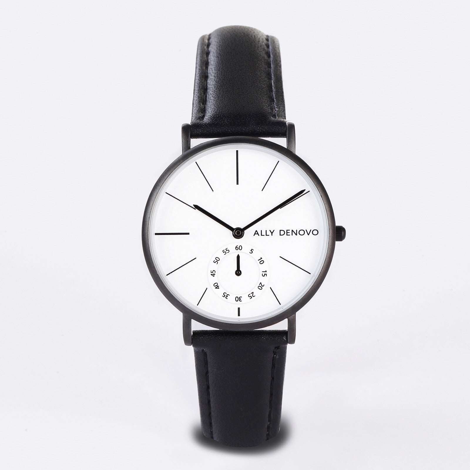 【女款36mm】全時經典腕錶－黑框黑色真皮錶帶 AF5001.5