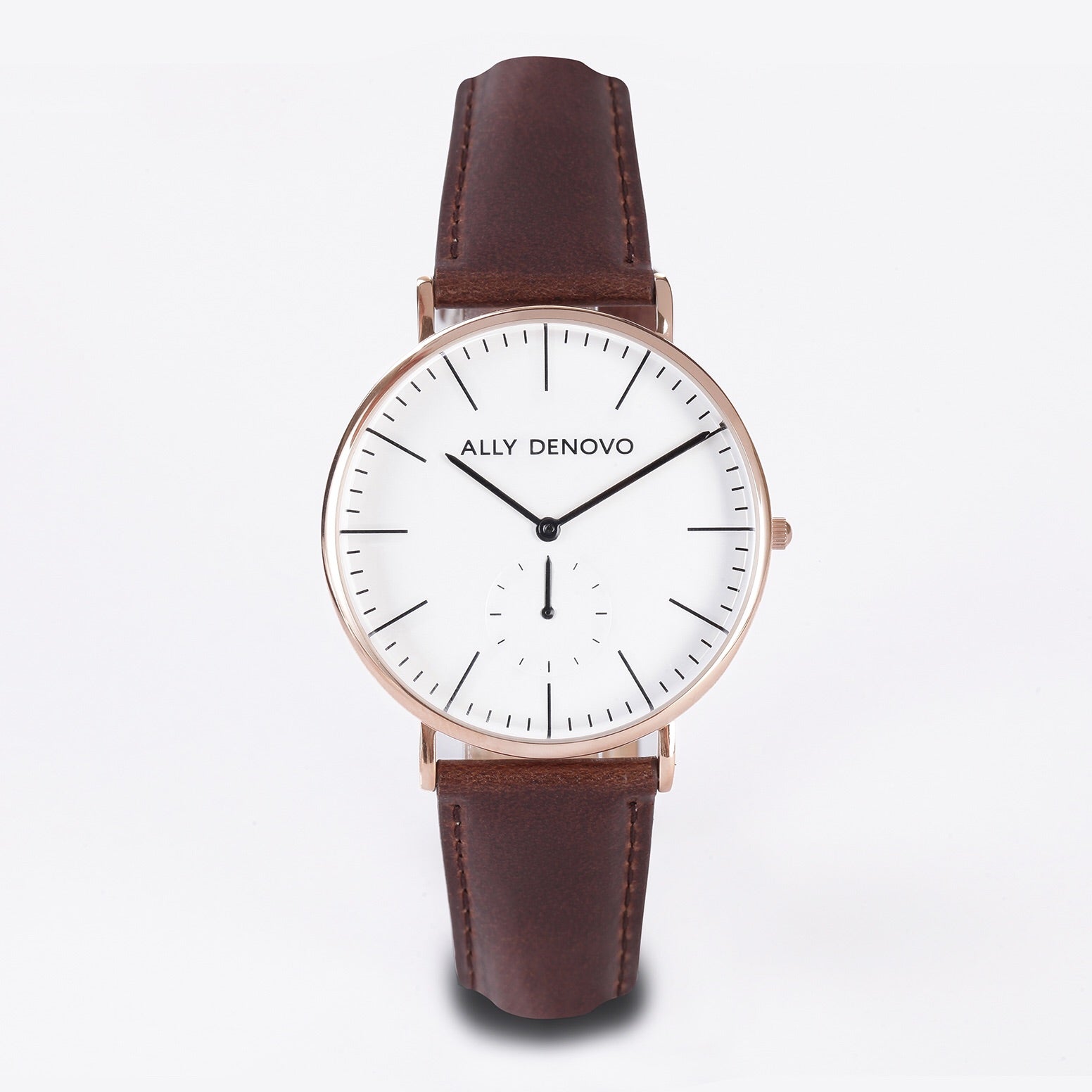 【男/女款40mm】全時經典腕錶－玫瑰金框咖啡色真皮錶帶 AM5001.6