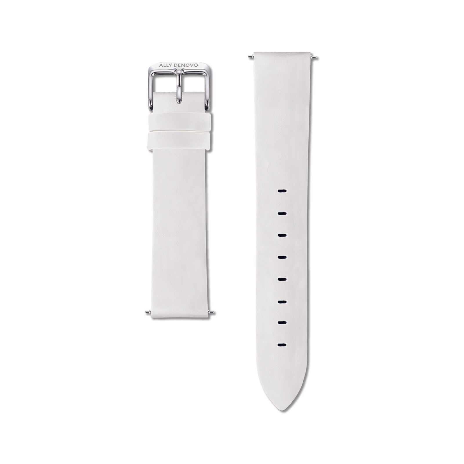 《單獨購買》白色真皮無縫線錶帶18mm銀扣/簡易換錶帶開關式智慧扣環/適用36mm錶盤