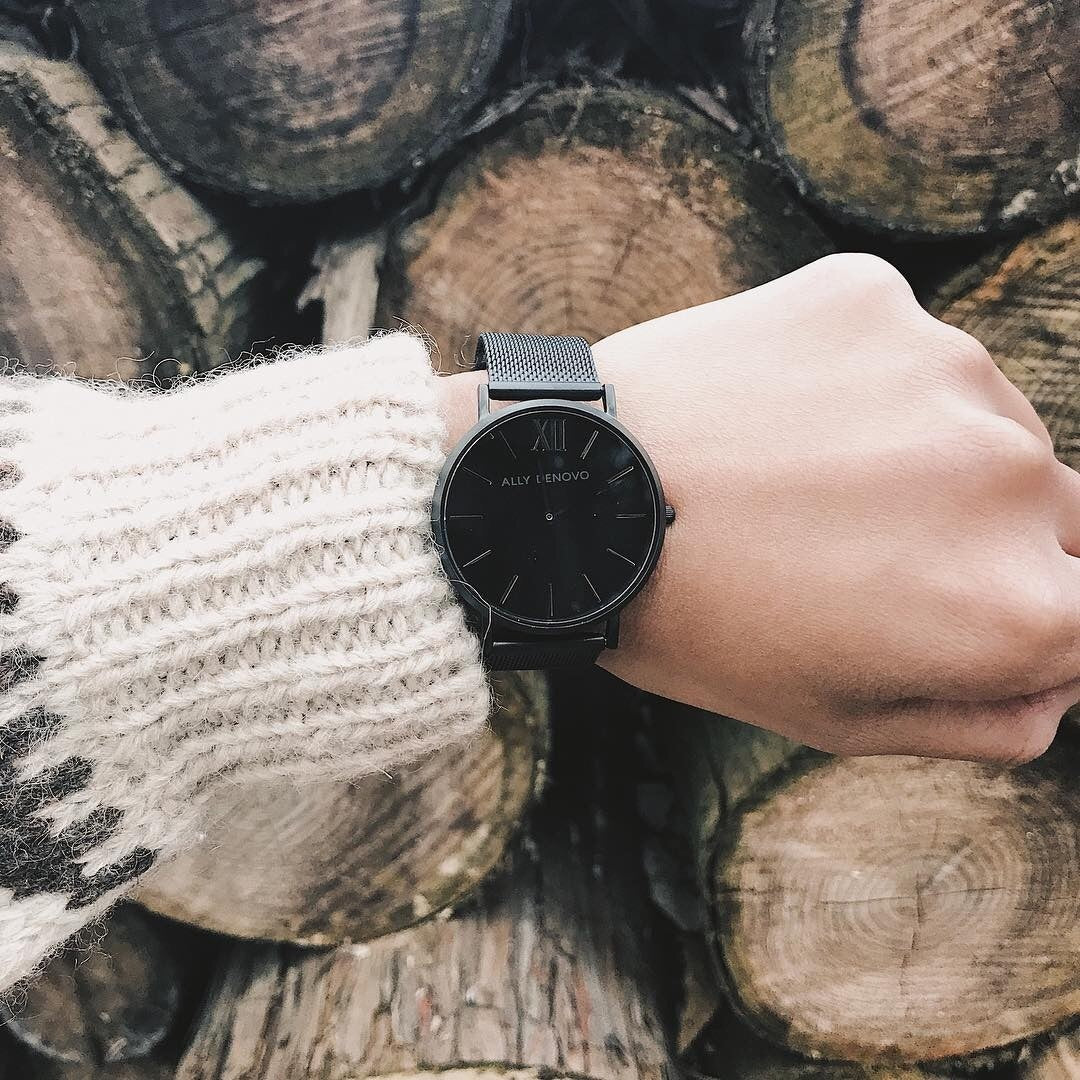 《單獨購買》黑色不鏽鋼鏈帶/適用於36mm錶盤系列/簡易換錶帶開關式智慧扣環